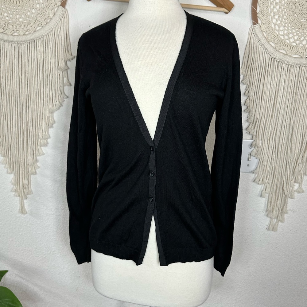 Cartier Black Wool Cardigan Sweater V-Neck Slim Fit Large